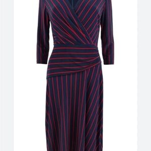 Lauren Ralph Lauren Red and Blue Asymmetrical Wrap Dress